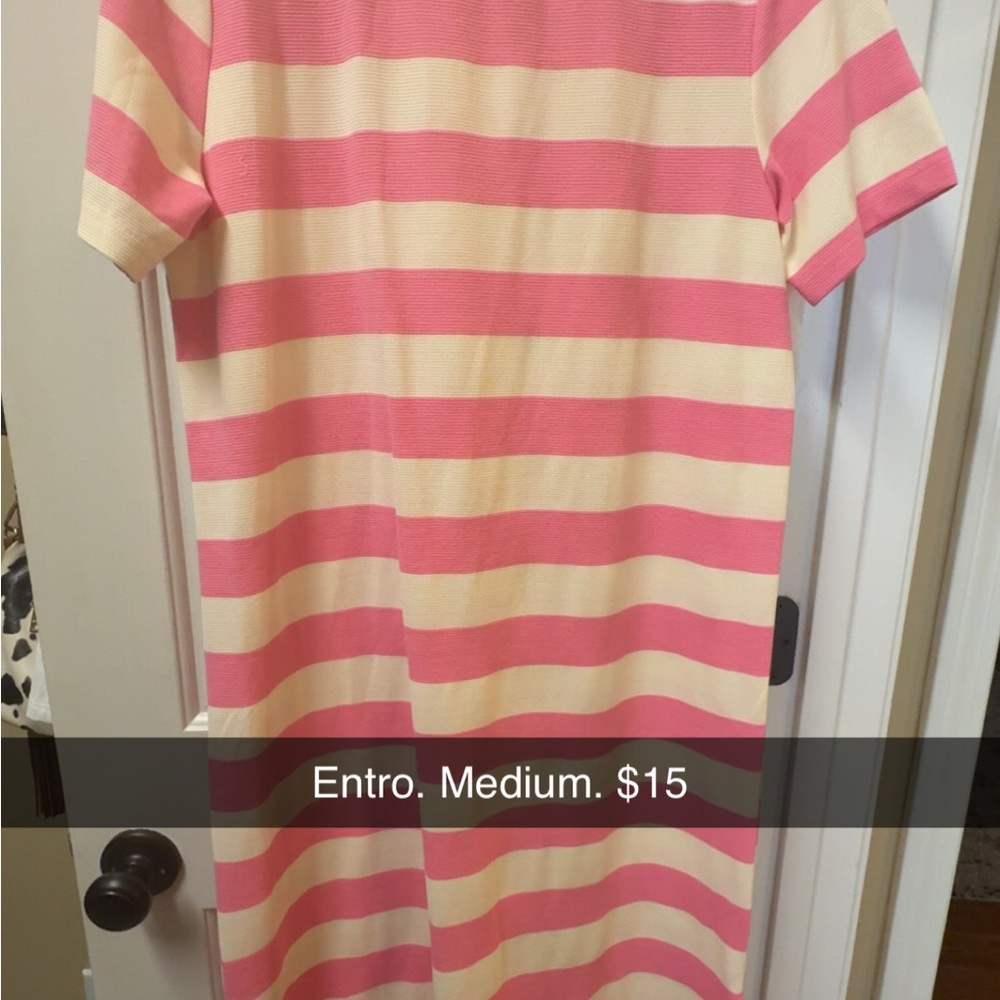 Entro Pink and Cream Striped Dress